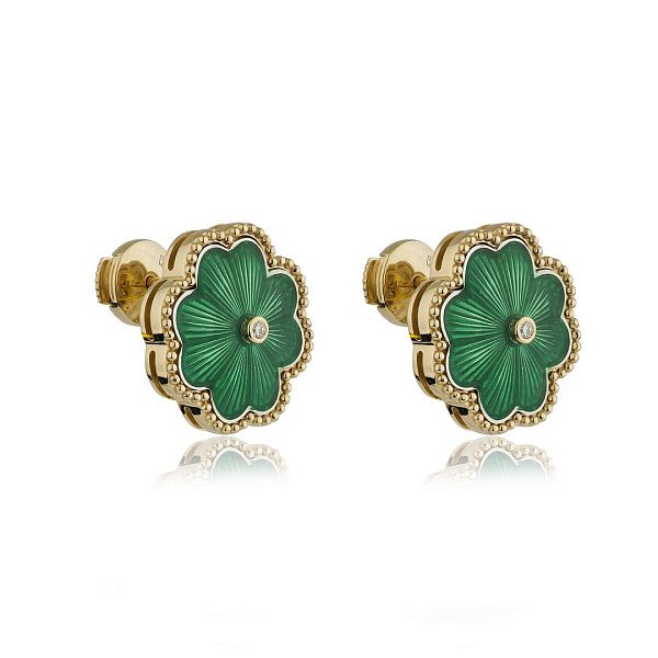 Пусеты из желтого золота с бриллиантами