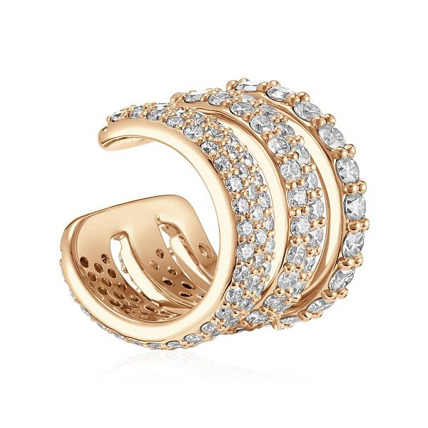 Серьга кафф из желтого золота с бриллиантами