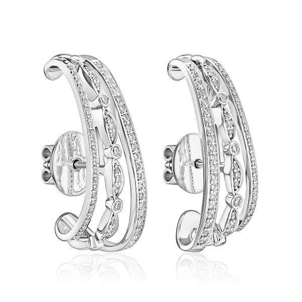 Пусеты из белого золота с бриллиантами