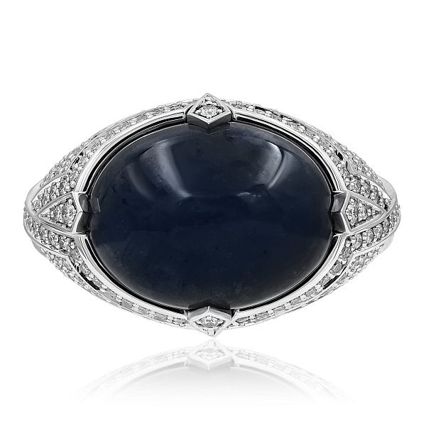 Кольцо из белого золота с сапфиром 13.79 ct и бриллиантами