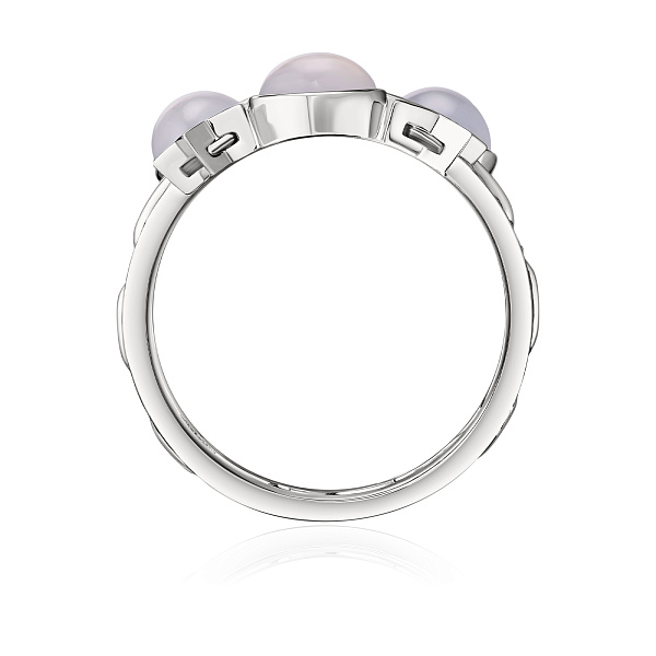 Кольцо из белого золота с халцедоном и бриллиантами