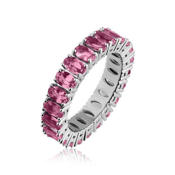 Кольцо из белого золота с рубинами