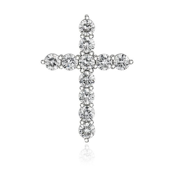 Крест из белого золота с бриллиантами