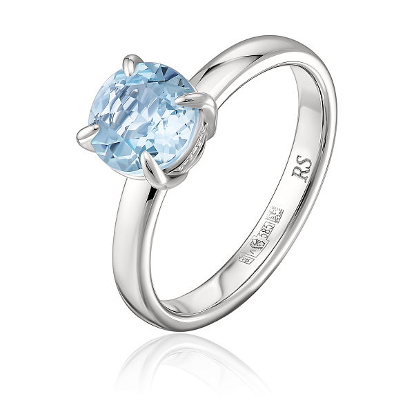 Кольцо из белого золота с топазом и бриллиантами