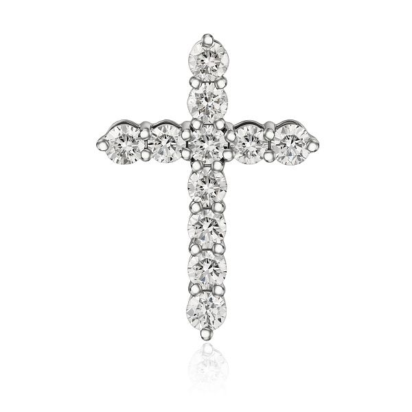 Крест из белого золота с бриллиантами
