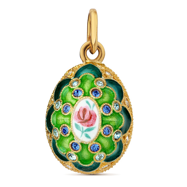 Подвеска яйцо из серебра с ювелирным стеклом