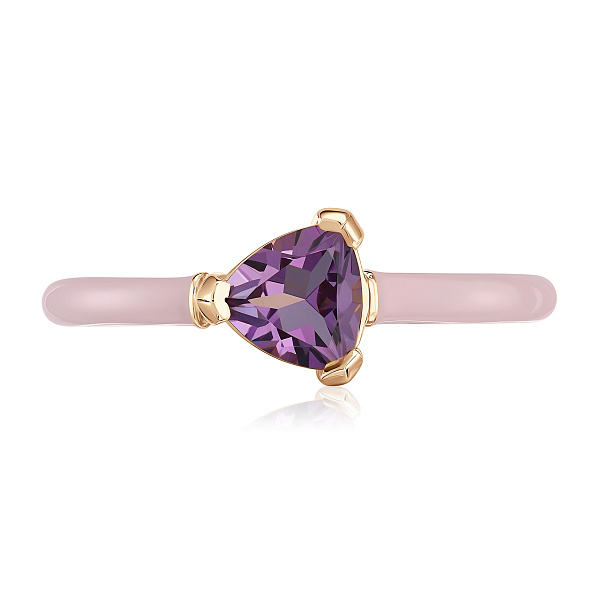 Кольцо из желтого золота с аметистом