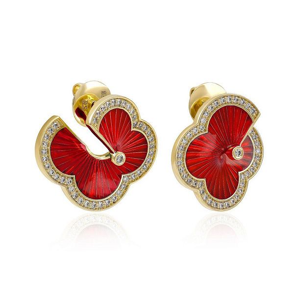 Пусеты из желтого золота с бриллиантами