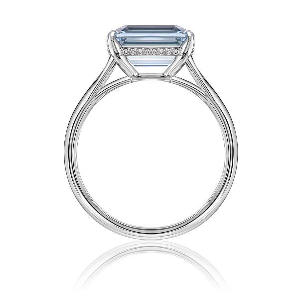 Кольцо из белого золота с аквамарином и бриллиантами