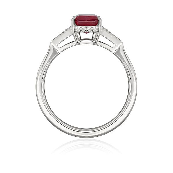 Кольцо из белого золота с бриллиантами и рубином