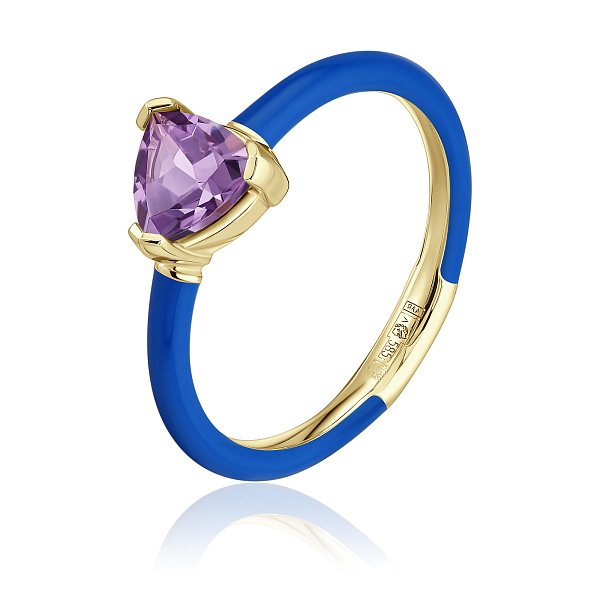 Кольцо из желтого золота с аметистом