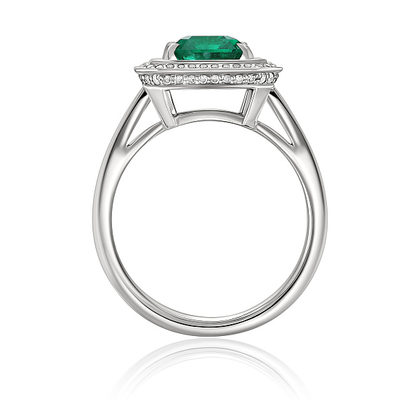 Кольцо из белого золота с бриллиантами и изумрудом 2.56 ct