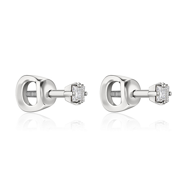 Пусеты из белого золота с бриллиантами
