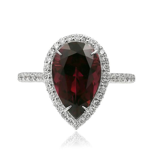 Кольцо из белого золота с турмалином 4.010 ct и бриллиантами