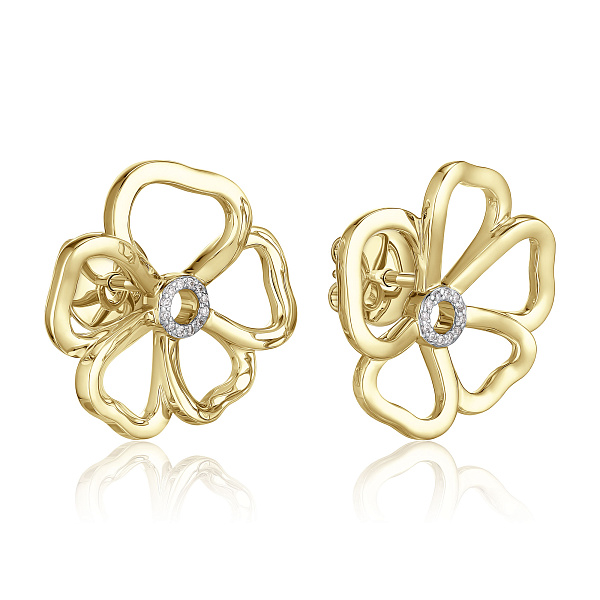 Пусеты из желтого золота с бриллиантами