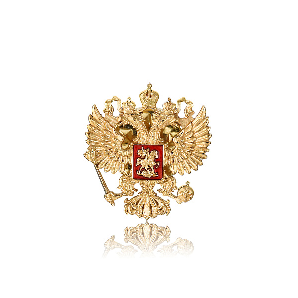 Значок «Герб РФ» из серебра 