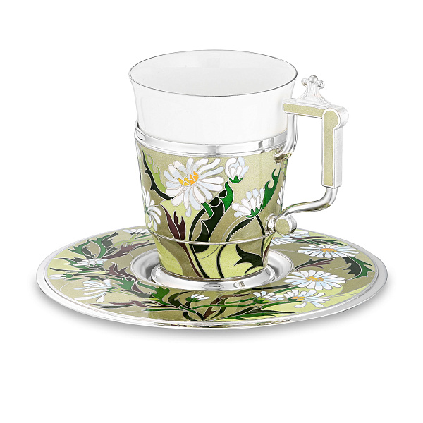 Блюдце «Ромашки» из серебра