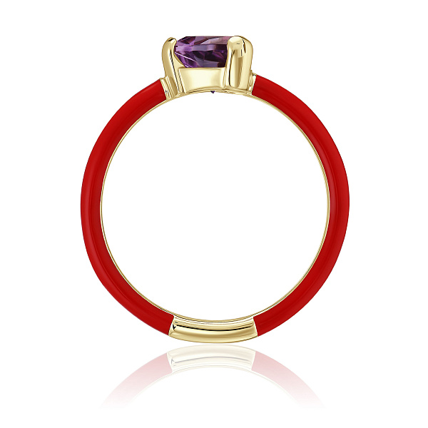 Кольцо из желтого золота с аметистом