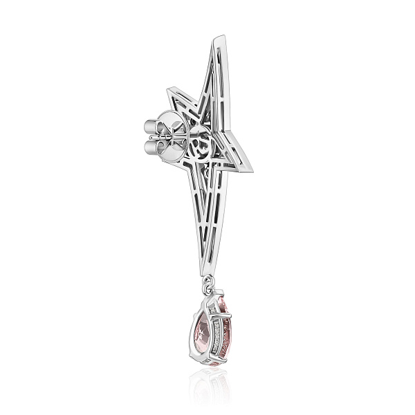 Пусета из белого золота с бриллиантами и морганитом 3.82 ct