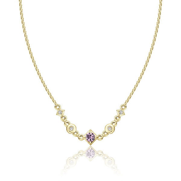 Колье из желтого золота с бриллиантами и сапфиром