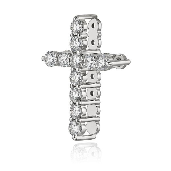 Крест из белого золота с бриллиантами