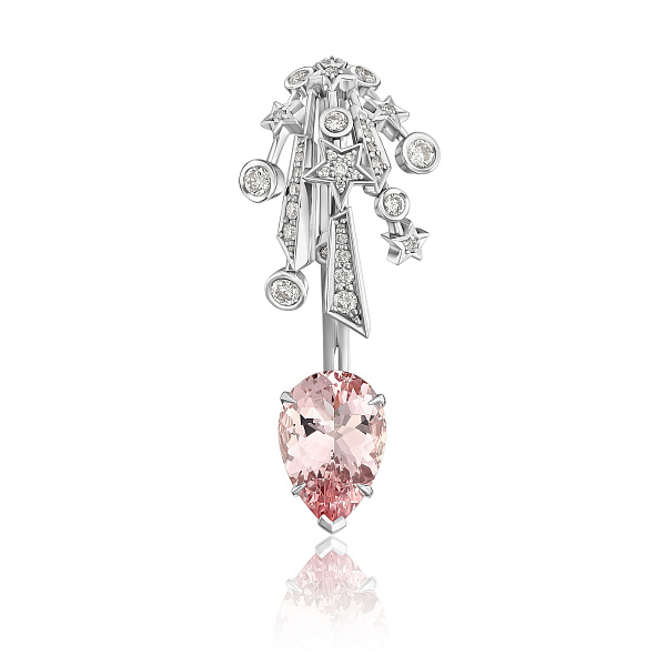 Кольцо из белого золота с бриллиантами и морганитом 3.7 ct