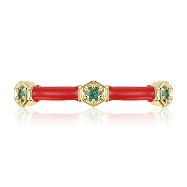 Кольцо из желтого золота с изумрудами