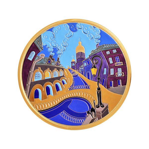 Тарелка декоративная «Канал Грибоедова» из серебра 