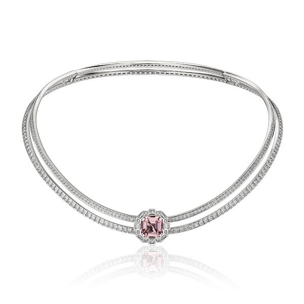 Колье из белого золота с морганитом 4.18 ct и бриллиантами