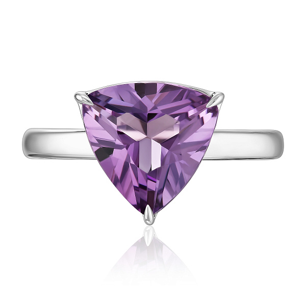 Кольцо из белого золота с аметистом и бриллиантами