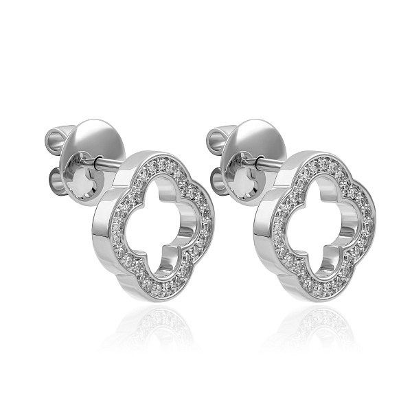 Пусеты из белого золота с бриллиантами