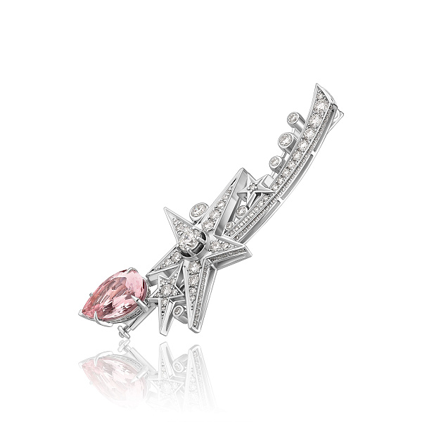 Брошь из белого золота с бриллиантами и морганитом 4.21 ct