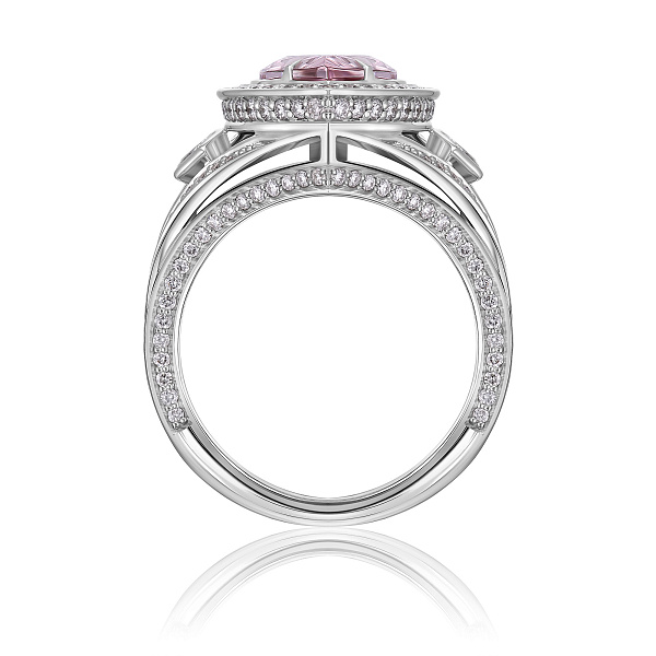 Кольцо из белого золота с бриллиантами и морганитом 2.48 ct