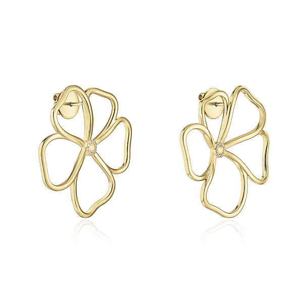 Пусеты из желтого золота с бриллиантами