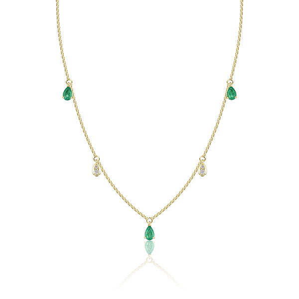 Колье из желтого золота с изумрудами и бриллиантами