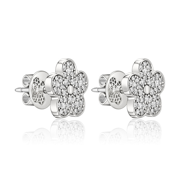 Пусеты из белого золота с бриллиантами