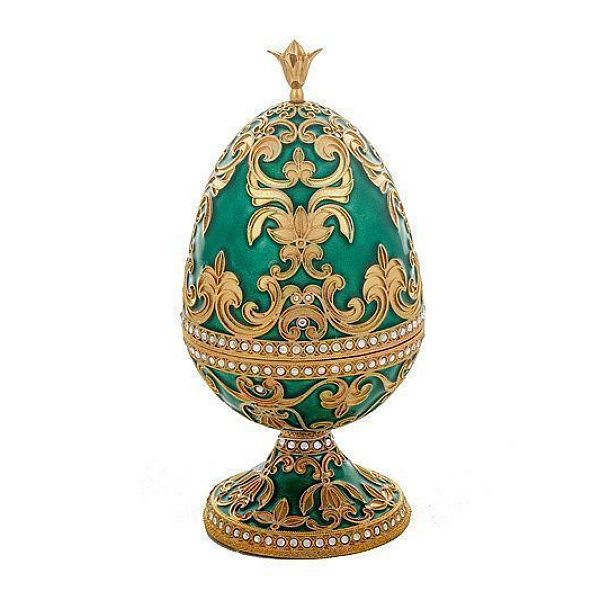 Яйцо-шкатулка из серебра с ювелирным стеклом