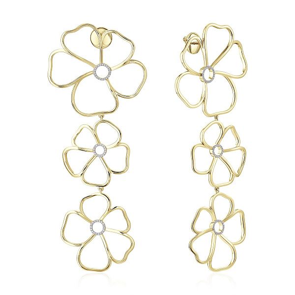 Пусеты из желтого золота с бриллиантами