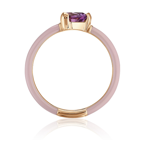 Кольцо из желтого золота с аметистом