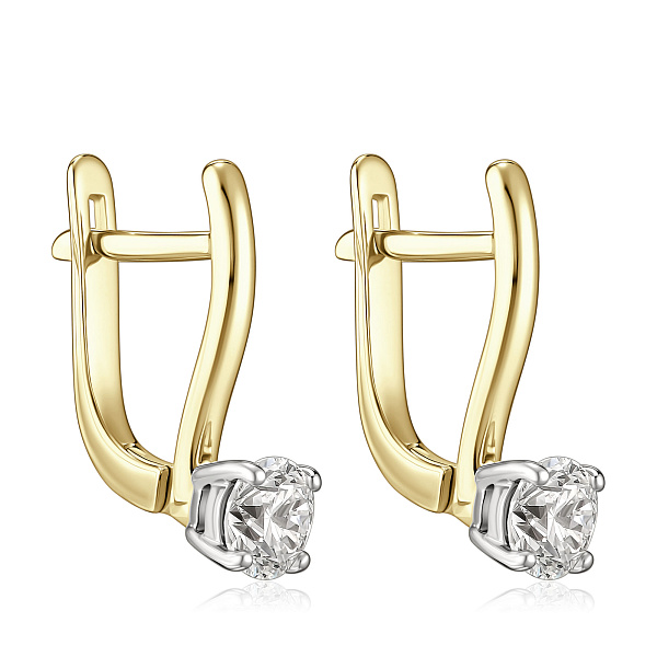 Серьги из красного золота с бриллиантами 1 ct