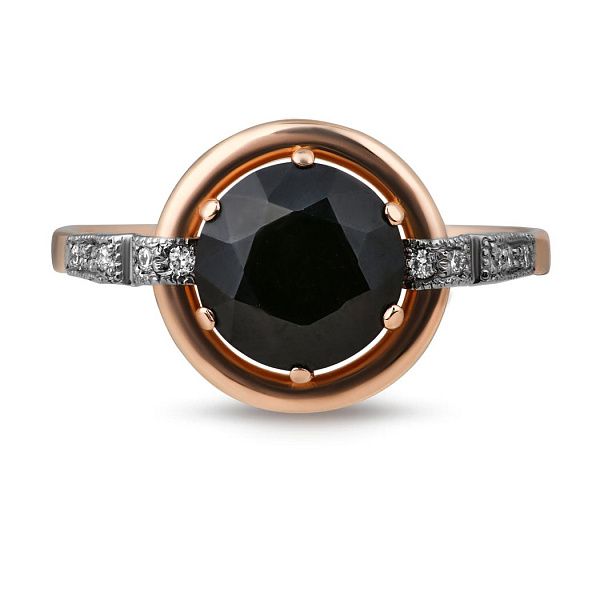 Кольцо из красного золота с альмандином и бриллиантами