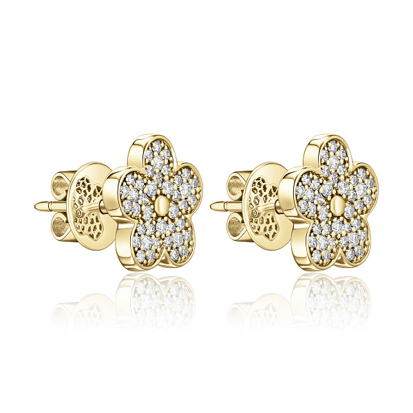 Пусеты из желтого золота с бриллиантами