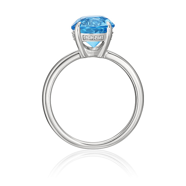 Кольцо из белого золота с топазом и бриллиантами