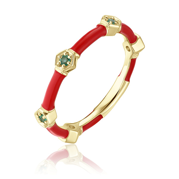 Кольцо из желтого золота с изумрудами