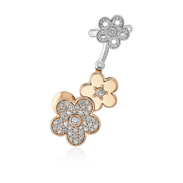 Серьга кафф из белого золота с бриллиантами