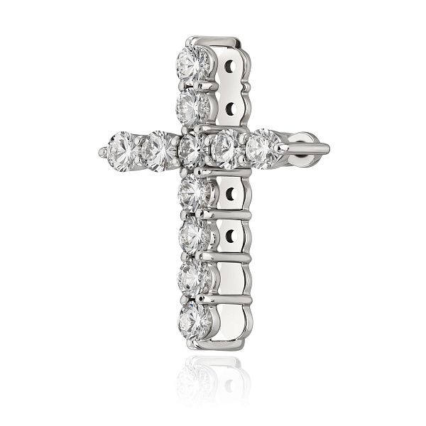 Крест из белого золота с бриллиантами