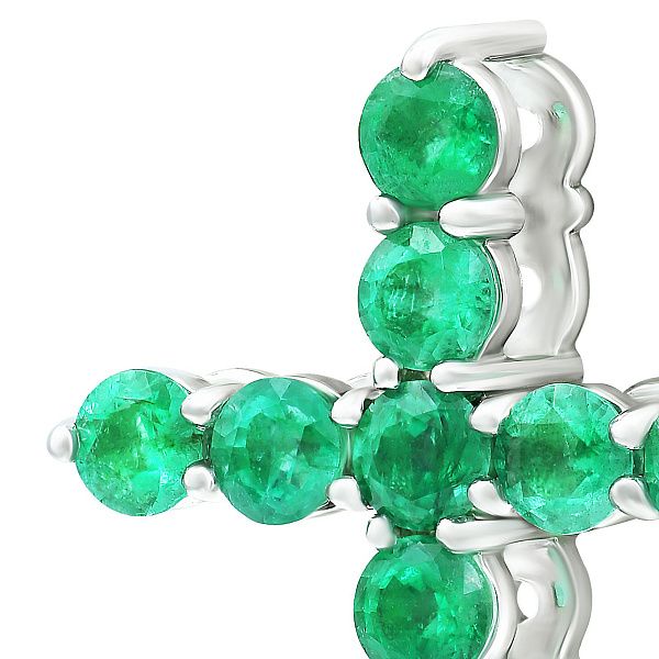 Крест из белого золота с изумрудами