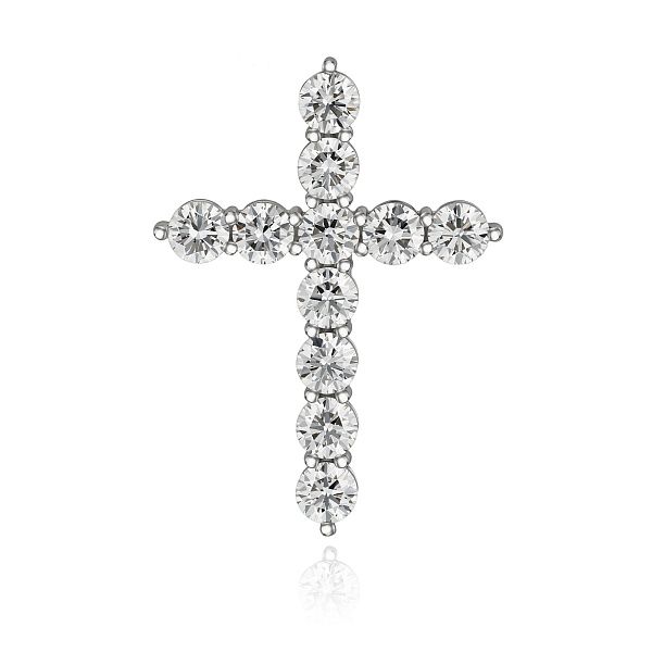 Крест из белого золота с бриллиантами
