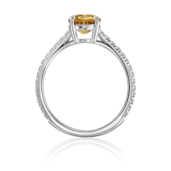 Кольцо из белого золота с сапфиром и бриллиантами