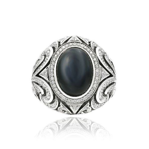Кольцо из белого золота с сапфиром 10.87 ct и бриллиантами